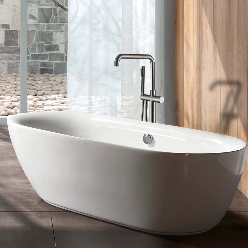 Freestanding Bathtub Faucet With Hand Shower, 3 Handles, Metal, Blush, 6.38 In W X D 42.43 H, 11.07 Lb - Bath Styling Blush Colored Improvement