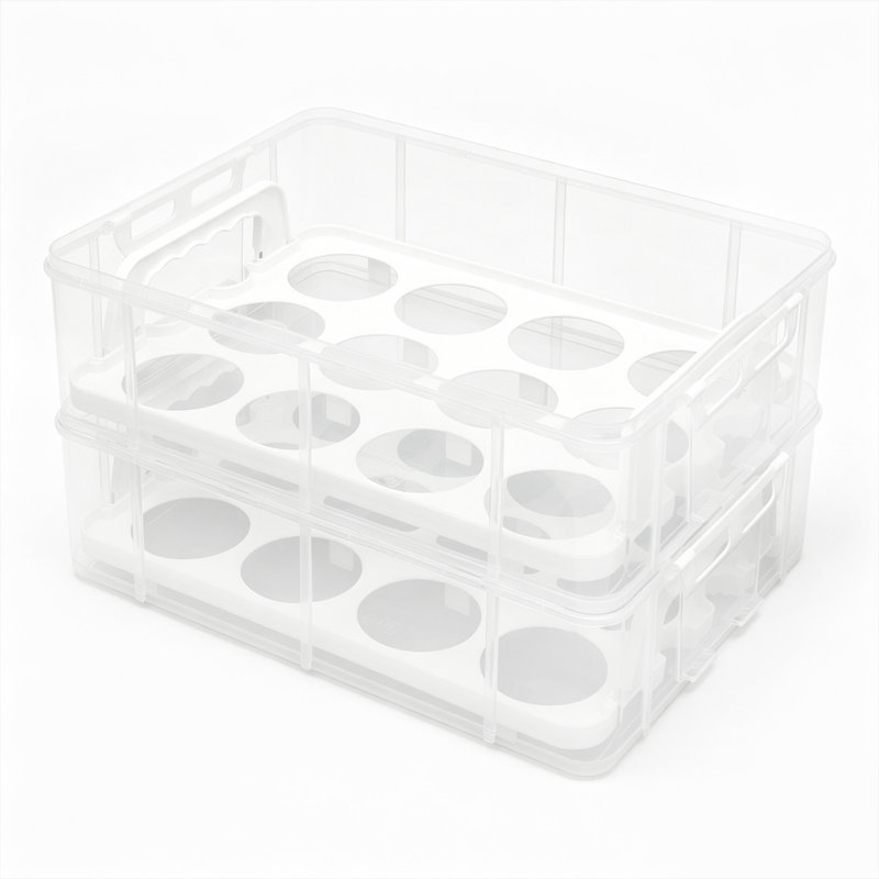 Porte-gâteaux à 2 niveaux avec poignée, contenant de 24 porte-gâteaux, boîte de transport de dessert transparente pour les fêtes et les événements de cuisson