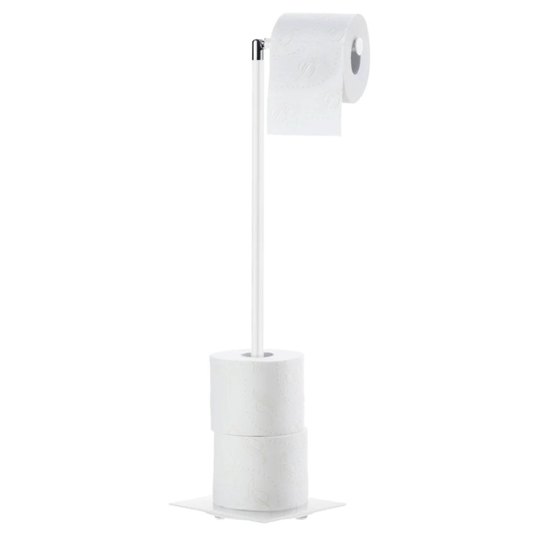 Porte-papier hygiénique sur pied à charnière, Blanc mat