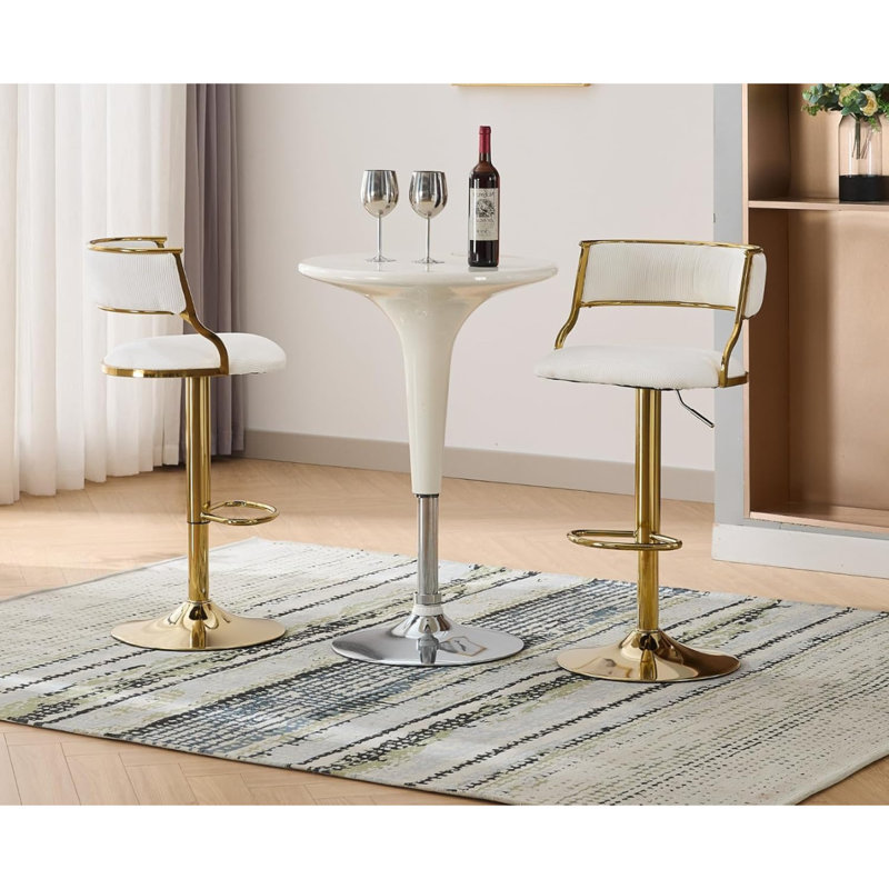 Swivel Upholstered Adjustable Height Counter Bar Stools Velvet Counter Chairs with Curved Chic Hollow Backrest Stools for Kitchen Home Pub Restaurant