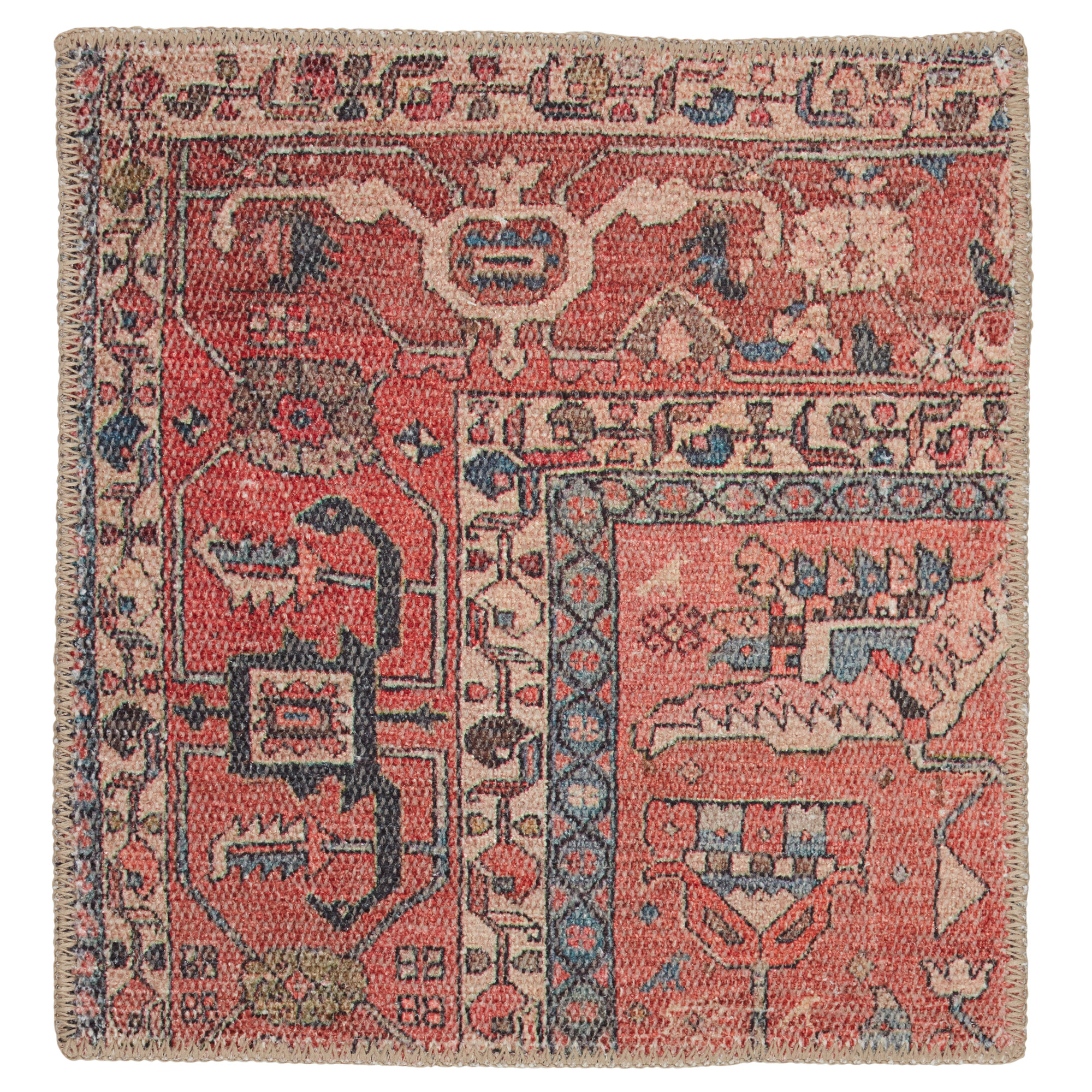 Machine Washable Brixey Oriental Red Area Rug, Rectangle 5' x 7'6"