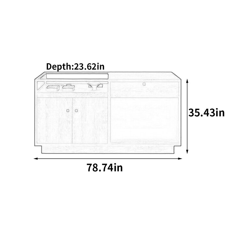 Vitrine Fashion, H 35,43 po x l 78,74 po x P 23,62 po