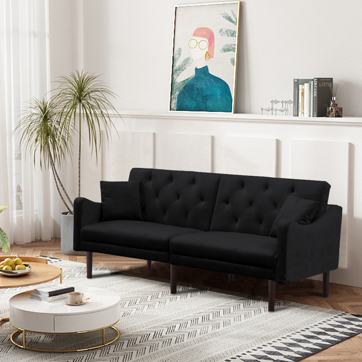 Wade Logan Arnbert Convertible Sofa Bed, 72.8″ Folding Futon Sleeper