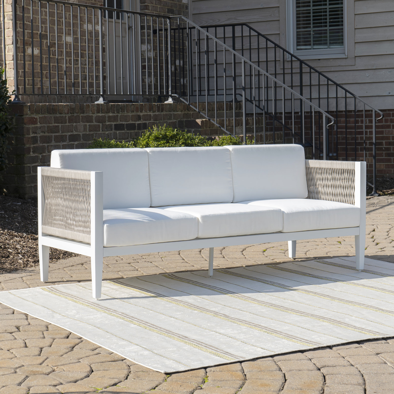 Lilah White Aluminum 3 Seater Sofa