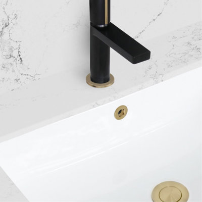 Élégant couvercle de trop-plein à garniture de lavabo pour salle de bain en or brossé (1 paire)
