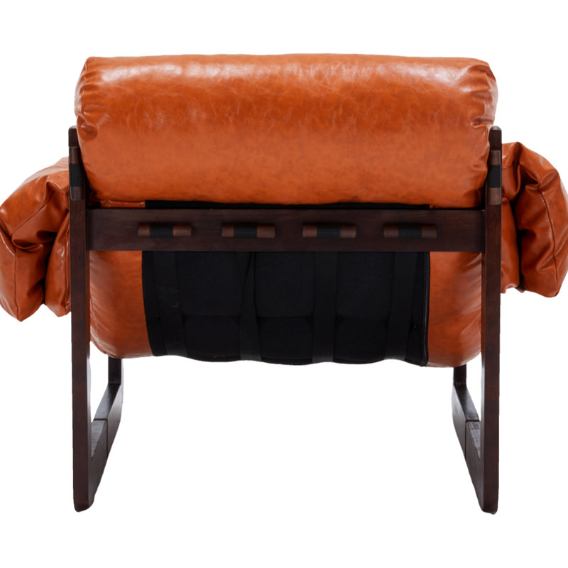 Chaise décorative orange de style moderne médiéval pour le salon, le bureau, la structure amovible en bois d'hévéa à haute température, la housse de coussin de siège rétro hydrofuge, le rembourrage en polypropylène, la stabilité