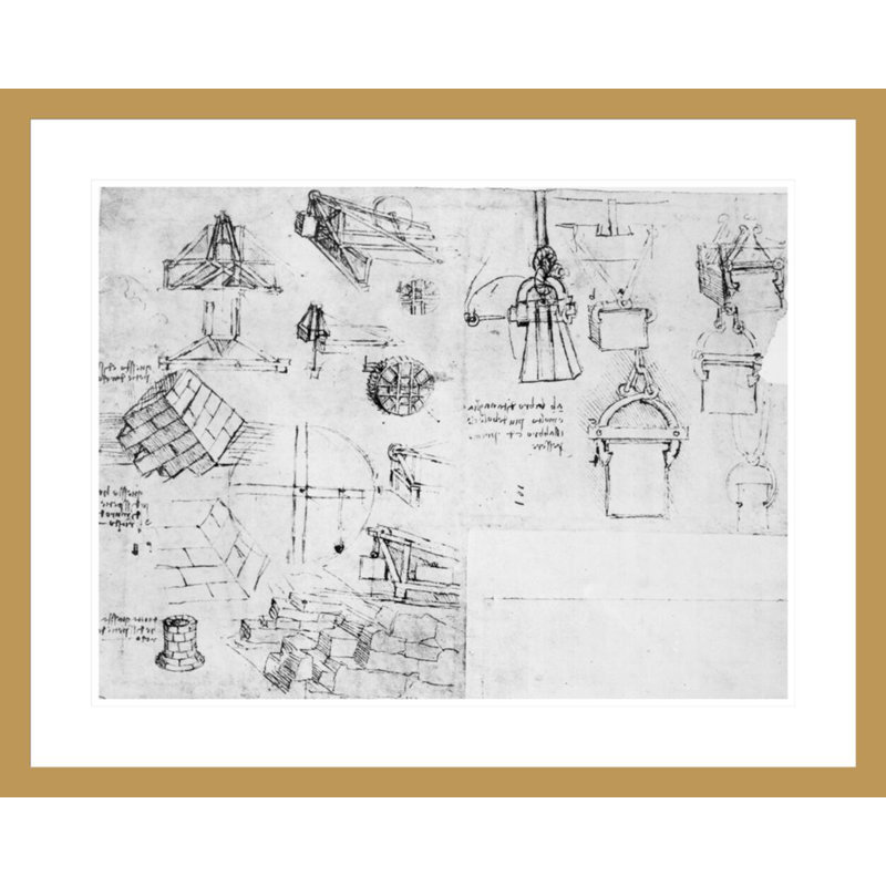 Fol. 10v-b Codex Atlanticus 1478-1518 (pen & amp; encre sur papier) par Leonardo Da Vinci, impression giclée sur cadre