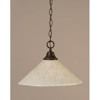Chain Hung Pendant With 16" Gold Ice Glass