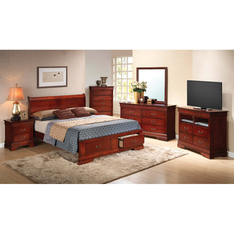 Lit avec rangement en bois Elegant, Grand