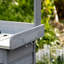 Poste de travail extérieur pour table de jardin avec étagère de rangement ouverte et plateau de table en acier gris | Idée de cadeau