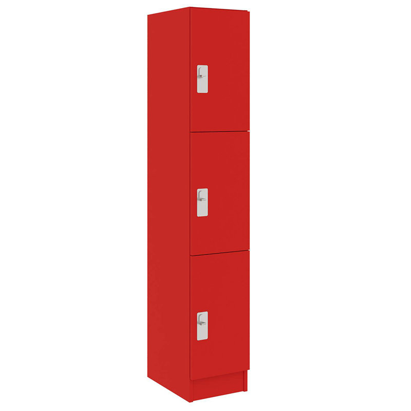 Armoire de salle de classe simple à trois compartiments avec porte, Rouge tulipe