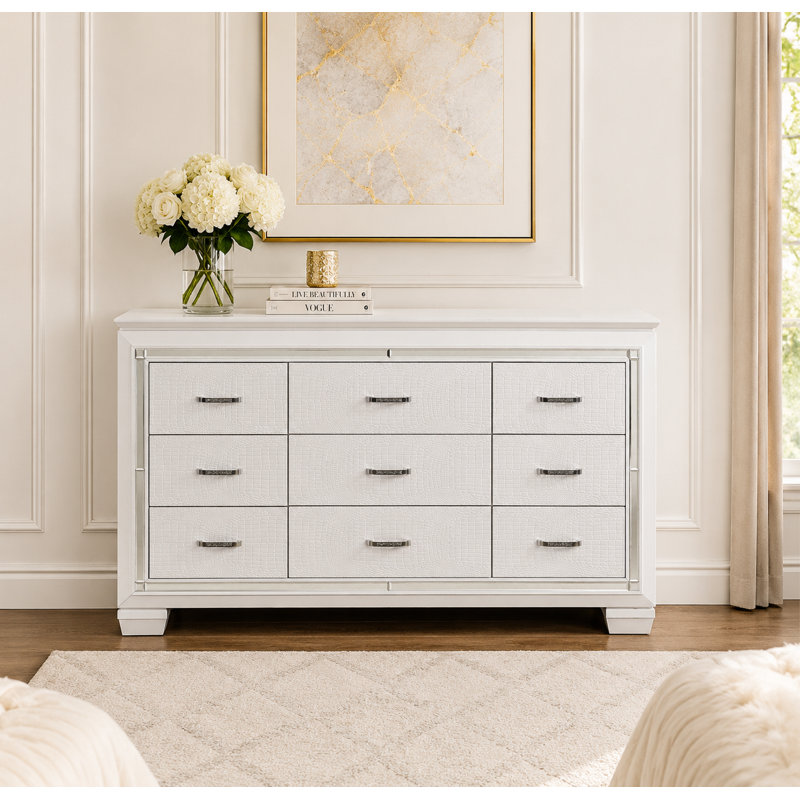Eudora 64'' W 9-Drawer Dresser, White