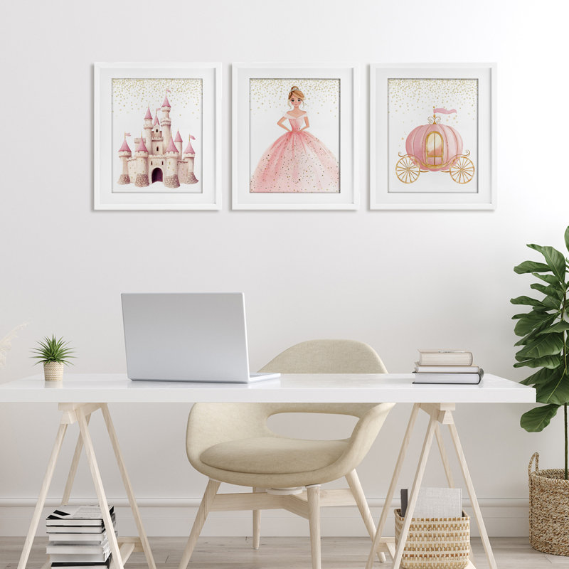 Ensemble de 3 impressions encadrées sous verre, collection Princess Dreams, par Christine Simpson Art, H 16 po x l 13 po
