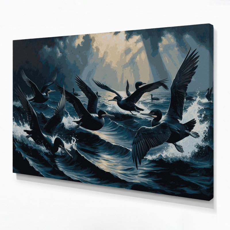 Oiseaux, art mural sur toile grise, H 11 po x l 14 po