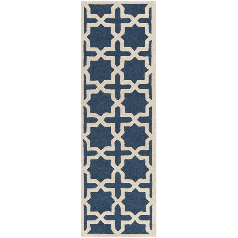Tapis géométrique en laine touffeté à la main Igna, Tapis de couloir 2 pi 6 po x 12 pi