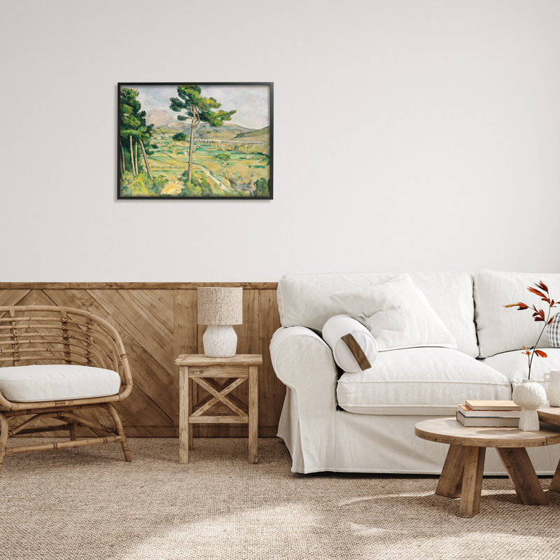 Paysage champêtre vert lointain, Giclée encadrée noir minuit, H 24 po x l 30 po x P 1,5 po
