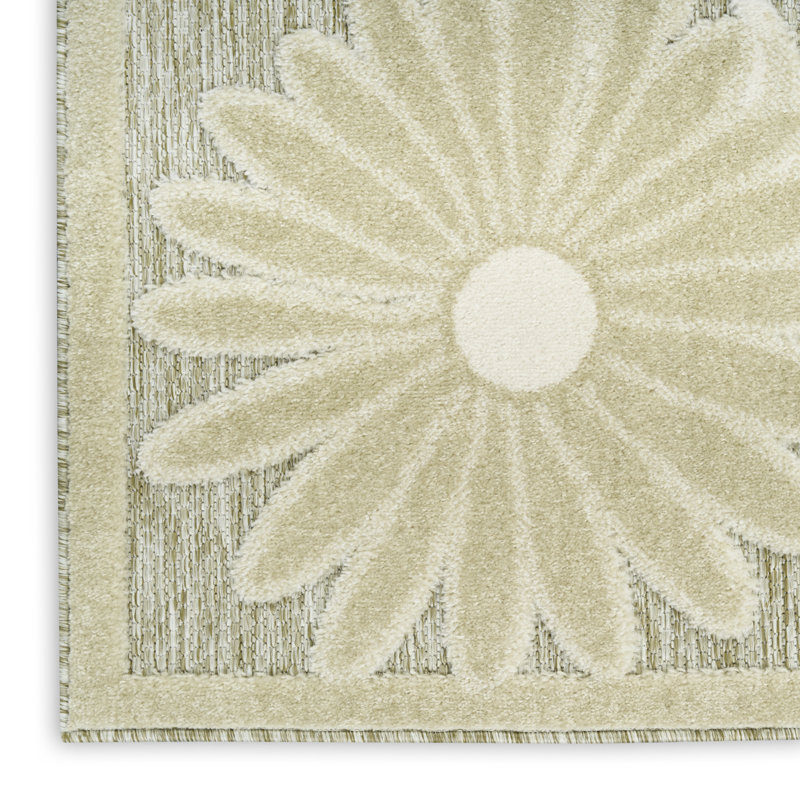 Shila Ivory Sage Outdoor Rug, Rectangle 5'3" x 7'5"