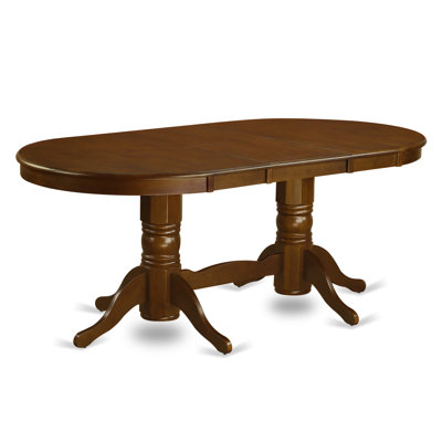 7 Piece Kitchen Table & Chairs Set Consist of an Oval Dining Room Table with Butterfly Leaf and 6 Linen Fabric Chairs, Espresso
