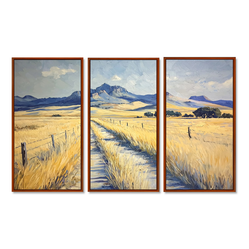 Davis Mountains In Texas III - Texas Wall Art Set, 28" H x 36" W, Floater Framed Print, Brown