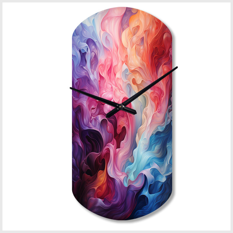 Opt Art Radiant Spectrum II - horloges murales cylindriques en métal Op Art, horloge murale asymétrique moderne, Petit