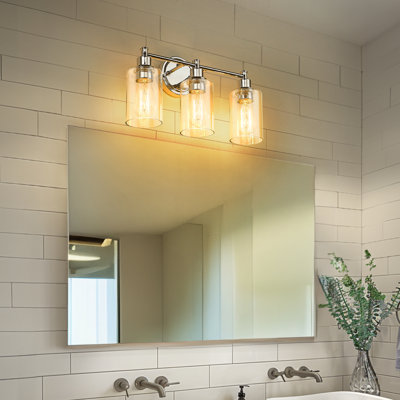 Éclairage pour meuble-lavabo 3 lumières avec abat-jour en verre transparent