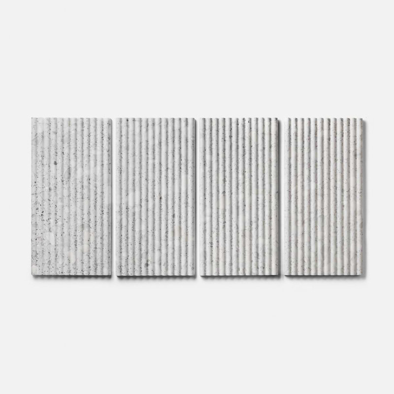 Terrazzo Italy Fluted 12x24 Honed Terrazzo Tile, Sacra Bianco White
