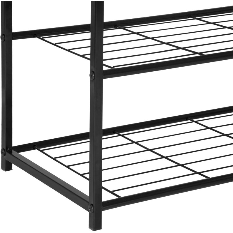 9 Pair Shoe Rack, Black/Oak