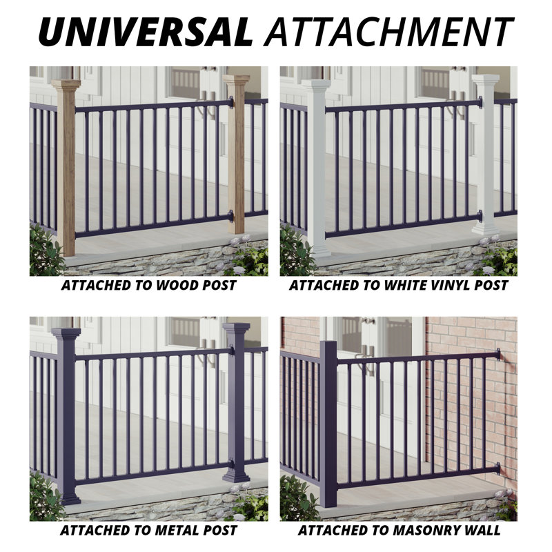 Matte Black Metal Handrail Kit for Porch and Deck