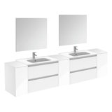 Evant 100'' Double Bathroom Vanity with Ceramic Top with Mirror