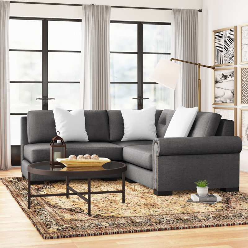 Canapé modulaire en microfibre / microsuède de 83 po de largeur Mosely, Gray Revolution®, Orienté à droite (vu de face)