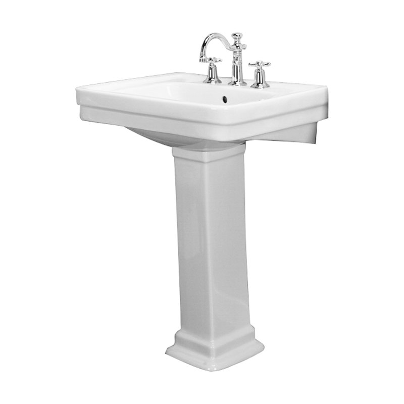 Barclay Sussex Vitreous China Rectangular Bathroom Sink with Overflow, 8" Centers, White, 34.5" H x 18.13" W x 21.63" L
