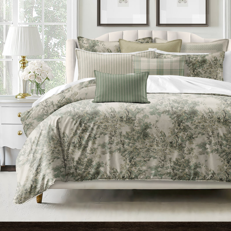 Dolce  Spring Green Cotton Comforter Set  8 Piece, Twin Comforter + 7 Additional Pieces