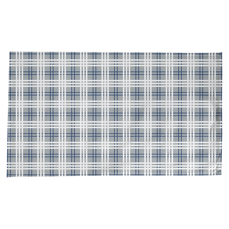 Nappe en mélange de coton à carreaux, Gris / bleu bolide / blanc