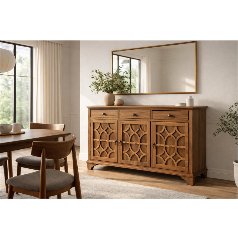 Verona 70" Solid Wood Sideboard, Walnut, Walnut