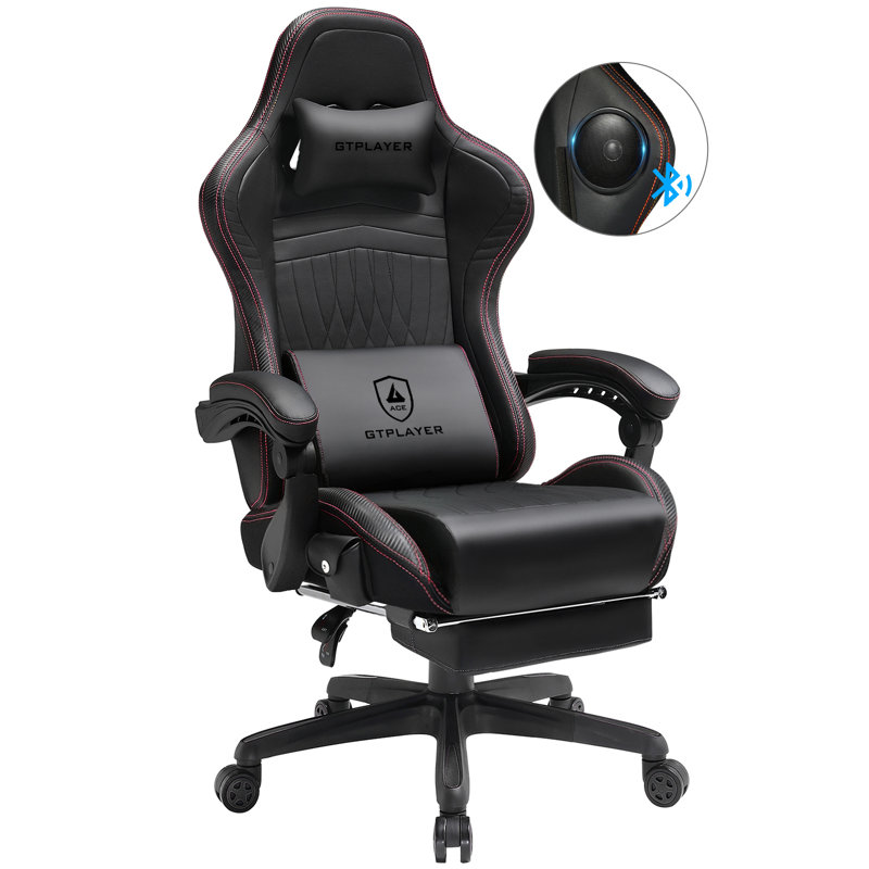 Gaming Chair, Computer Chair with Footrest and Bluetooth Speakers, High Back Ergonomic Gaming Chair, Reclining Gaming Chair with Linkage Armrests for Adults