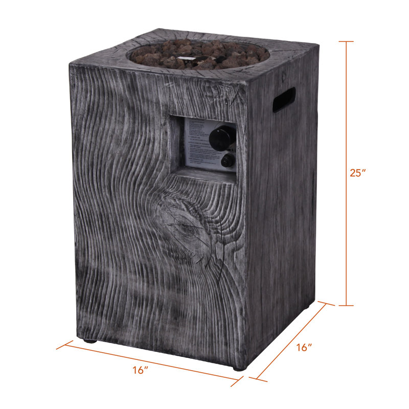 Square Steel Propane Smokeless Fire Column