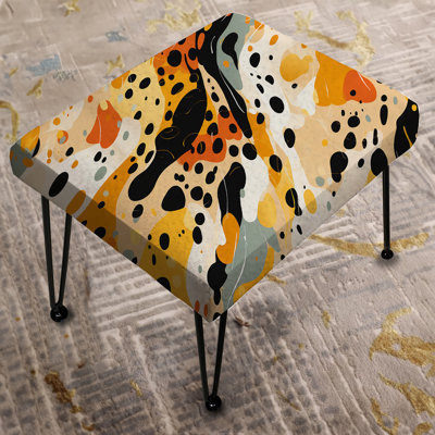 Modern Cheetah Orange And Black Fusion III - Abstract Rectangle Ottoman