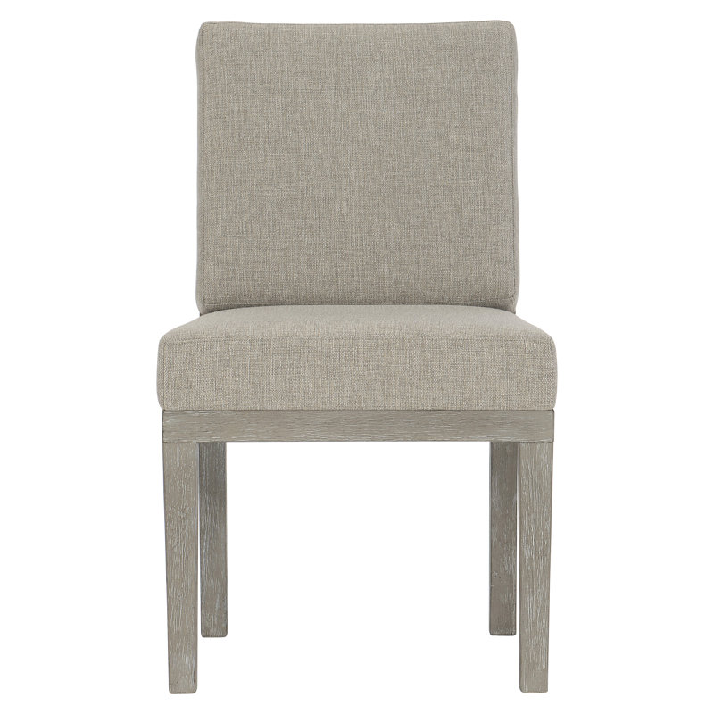 Gray Linen Upholstered Parsons Side Chair with Wood Frame