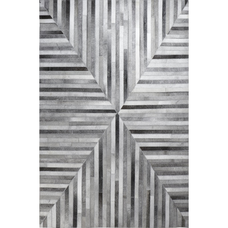 Tapis rayé gris / noir / blanc Abani, Rectangle 4 pi x 6 pi