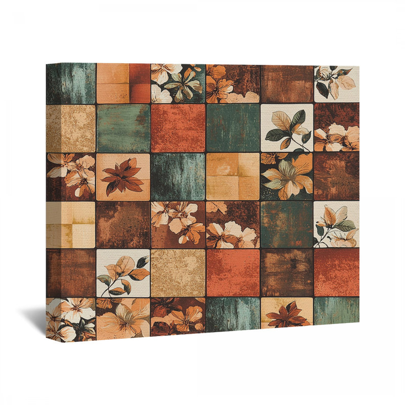 Patchwork de toile tendue - Décoration murale géométrique, H 12 po x l 12 po