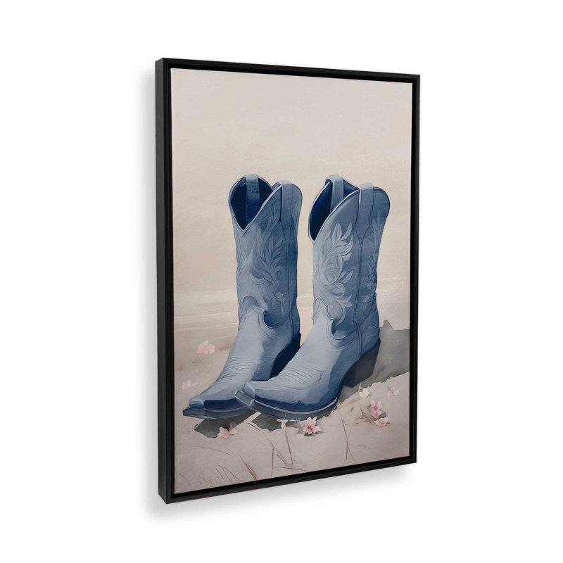 Cowboy Essentials in Blue I, reproduction sur toile dans un cadre, H 18,75 po x l 12,75 po, Noir satiné