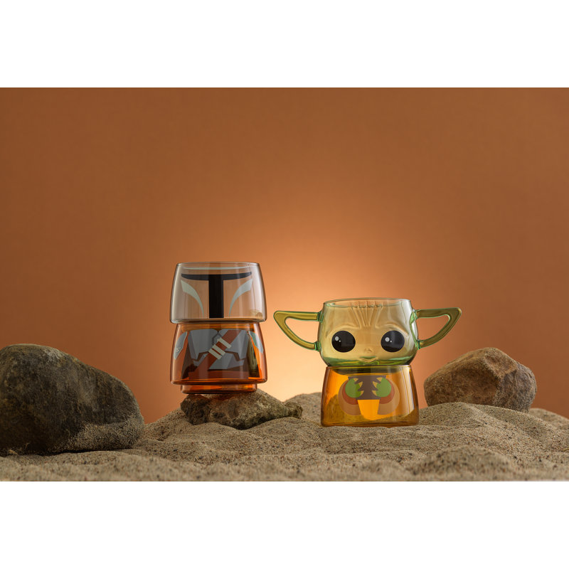 JoyJolt Star Wars Stackable Character Collection Mandalorian Stackable Glasses - 8 oz
