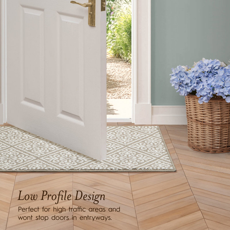 Austell Machine Woven Synthetic Geometric Area Rug, Linen/Natural, Runner 2'2" x 6'