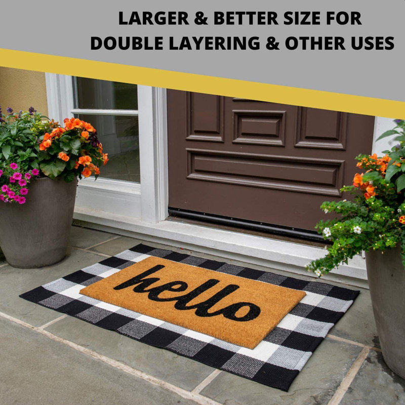 Quintisha Buffalo Plaid Area Rugs Black and White Checkered Rug Outdoor Rugs , Rectangle 2' x 3'