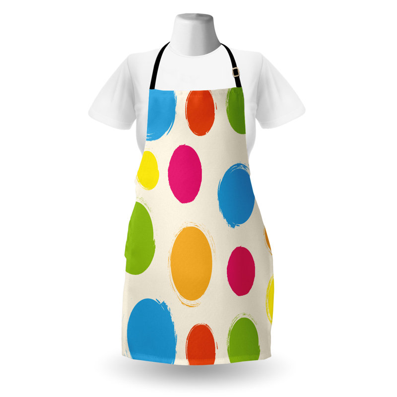 Multicolore East Urban Home, tablier abstrait unisexe, formes rondes colorées, taille adulte