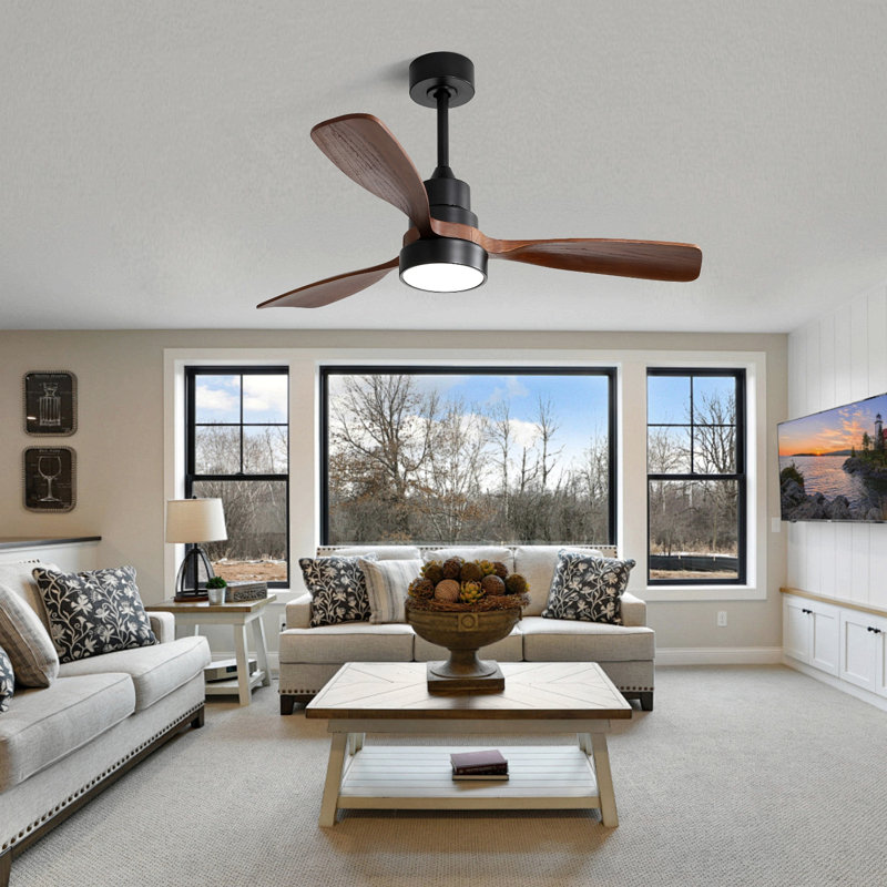 48 pouces ventilateur de plafond à profil bas DC 3 pales en bois massif ventilateur de ventilateur réversible avec télécommande