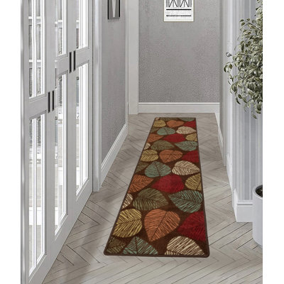 Tapis à poils courts antidérapant à motif floral