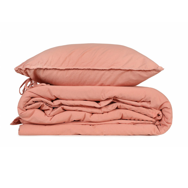 Ensemble de housse de couette 100% coton Laduke, Housse de couette simple + 1 taie d'oreiller 24 po, Rose