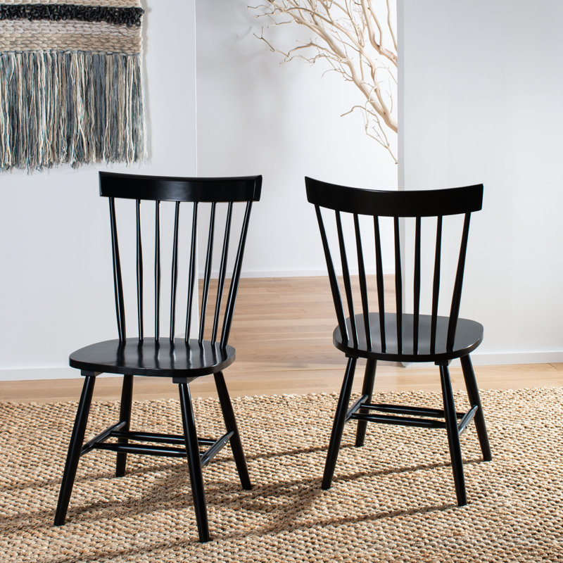 Paulo Solid Wood Slat Dining Chair, Black