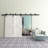 Black Rustic Straight Design U Bracket Double Track Bypass Two Door Barn Door Hardware Kit-23808046